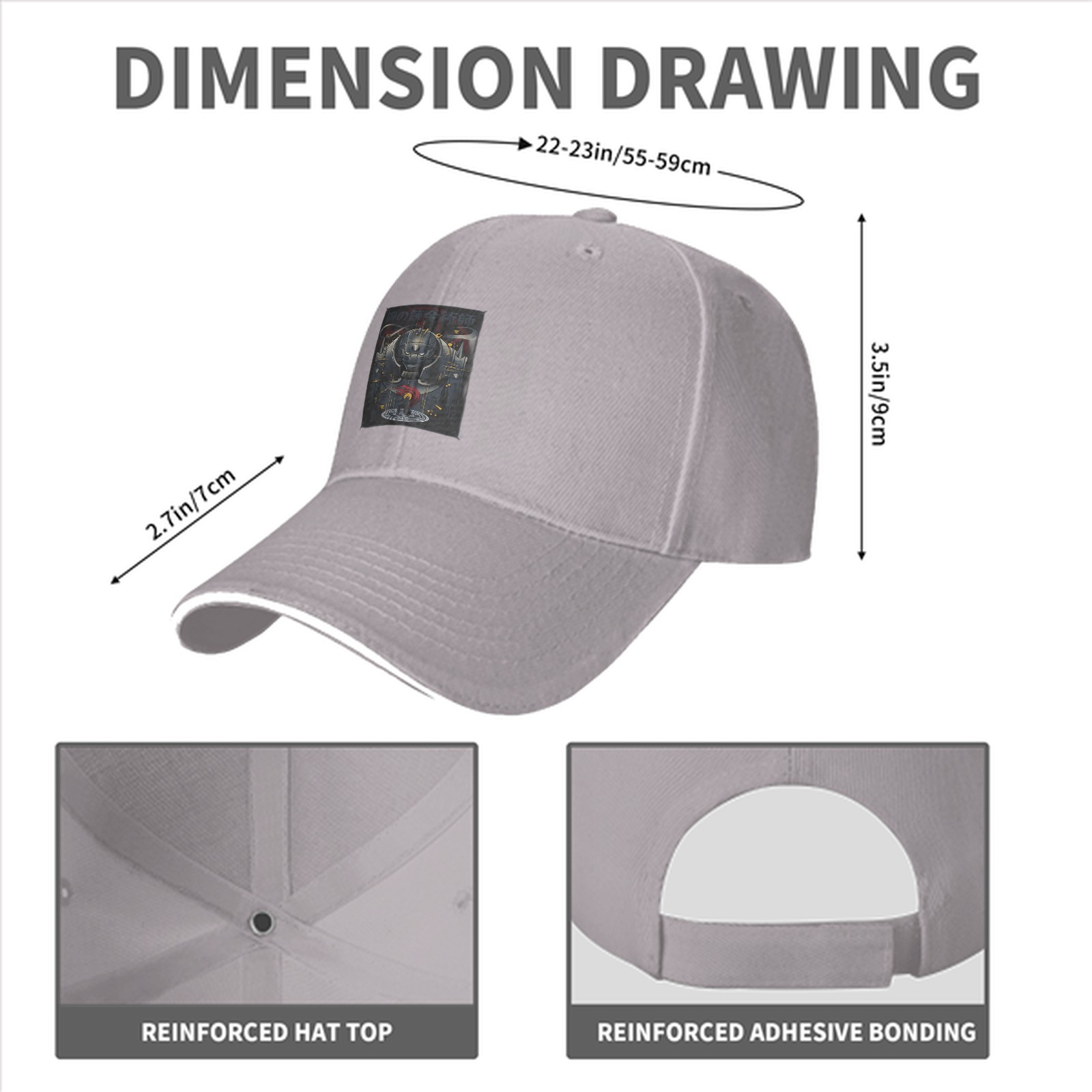 Black Baseball Cap With Sci-Fi Robot Graphic Print