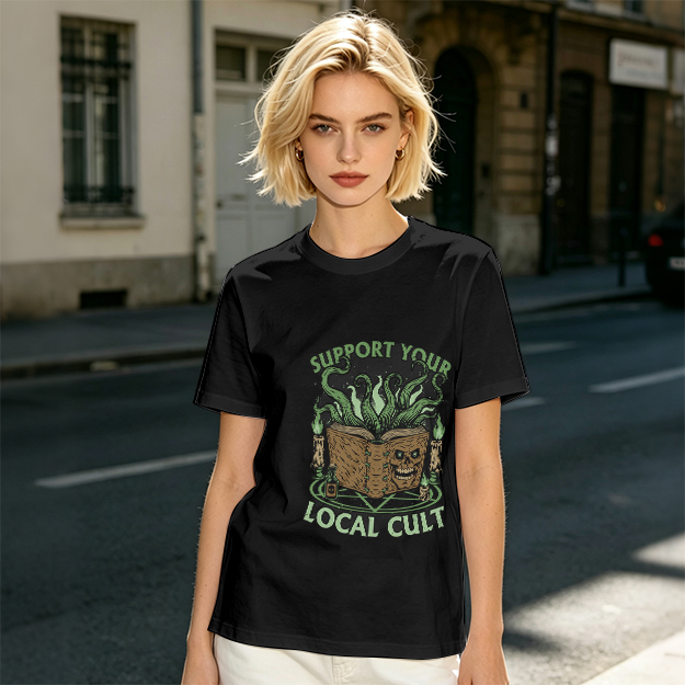 Support Your Local Cult Occult Book Graphic T-Shirt