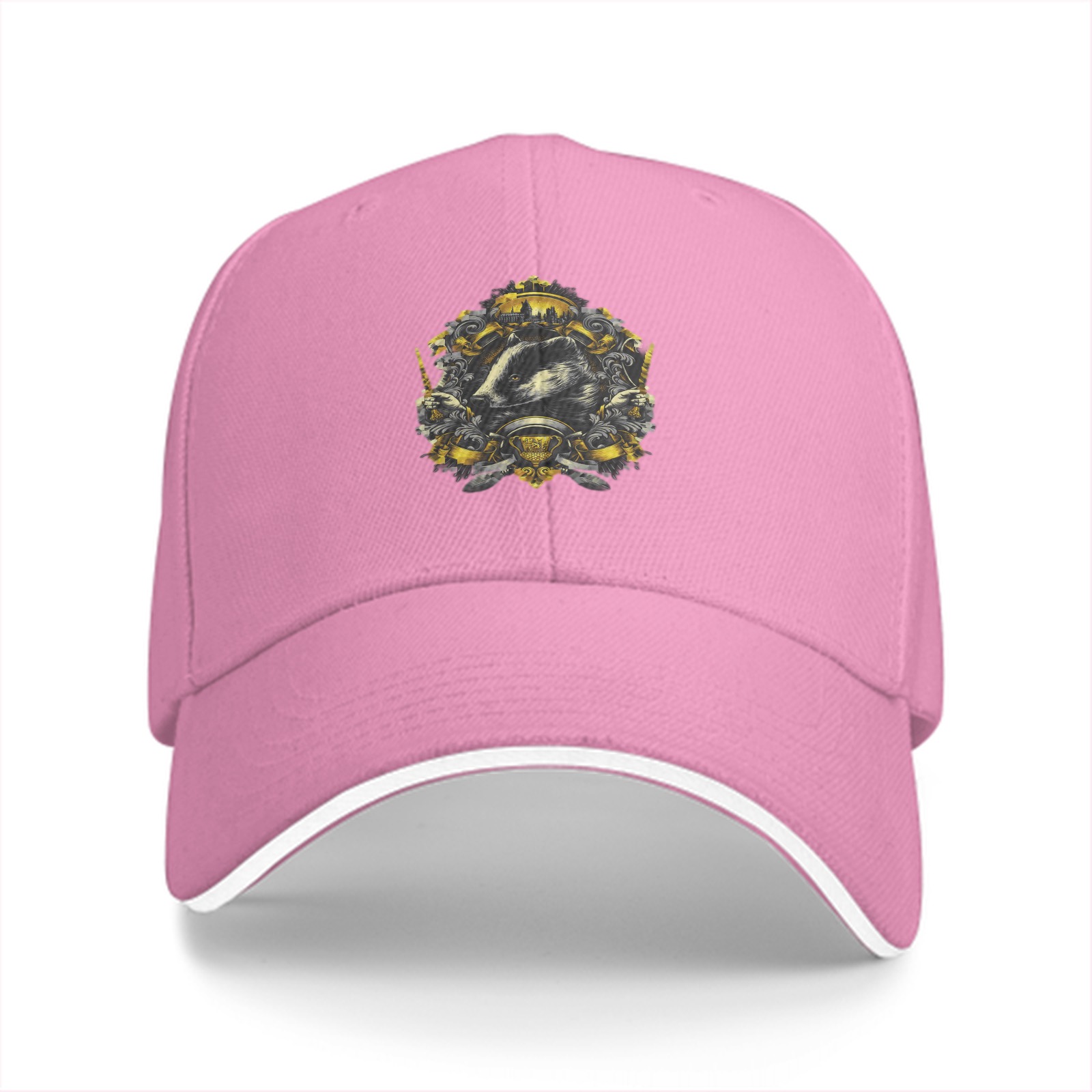 Black Baseball Cap With Hufflepuff Badger Crest Artwork