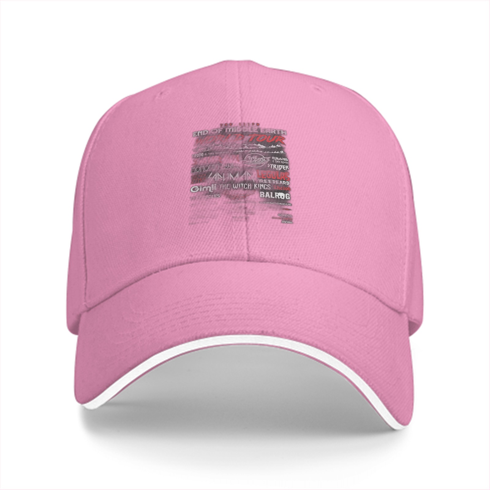 Black Baseball Cap with Middle Earth Tour Themed Print