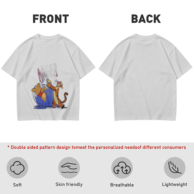 Olive T-Shirt Featuring Winnie the Pooh and Tigger Playing