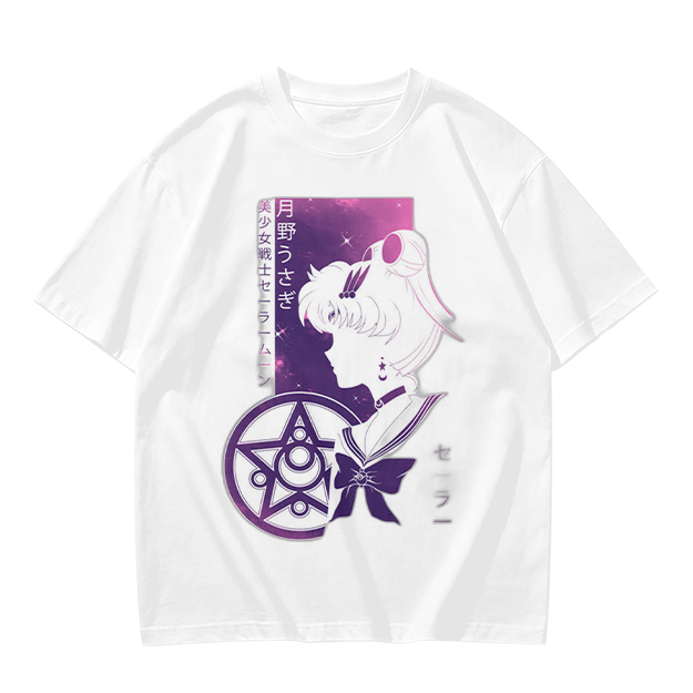 Olive T-shirt with Sailor Moon Anime Silhouette Graphic