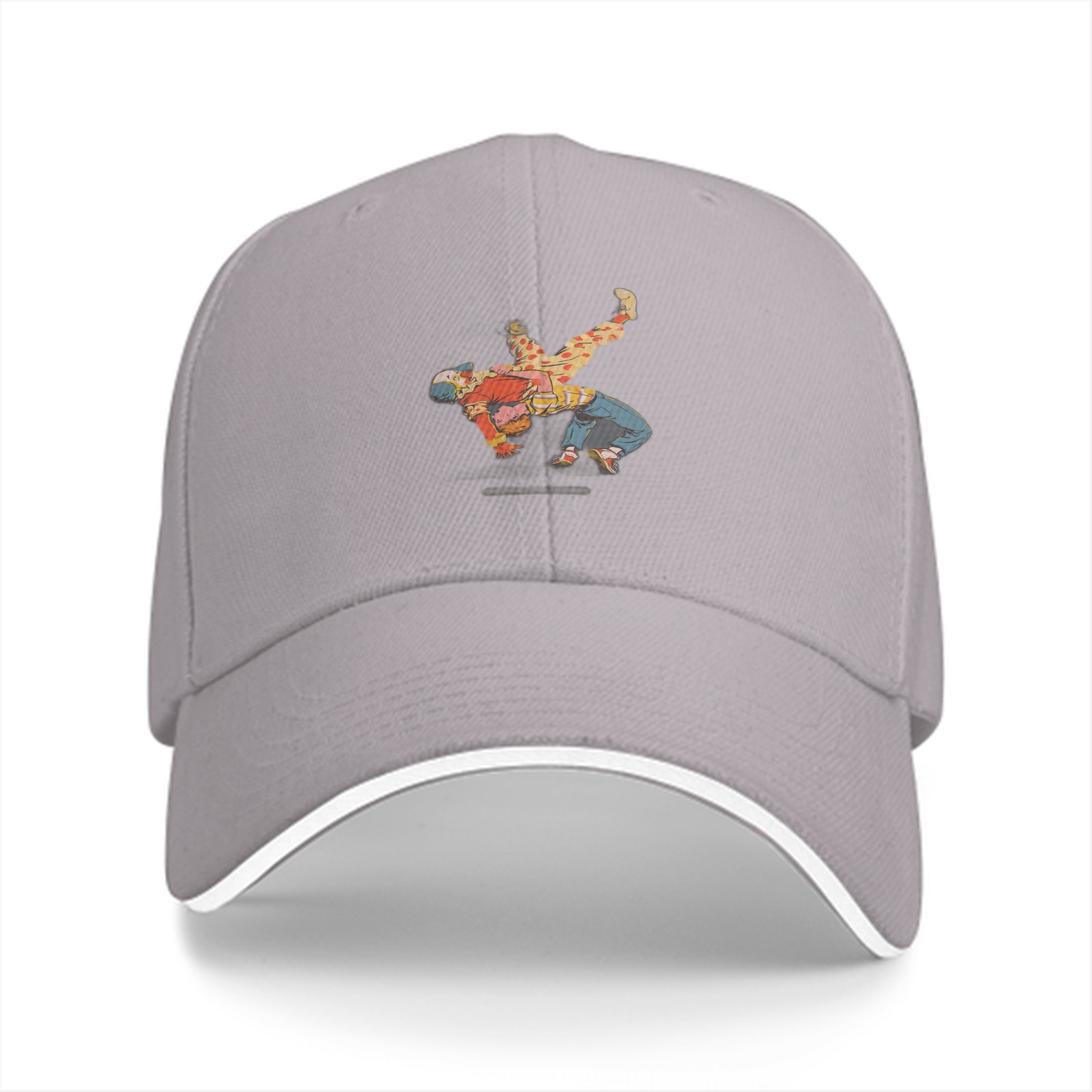 Black Baseball Cap With Breakdancing Graphic Print