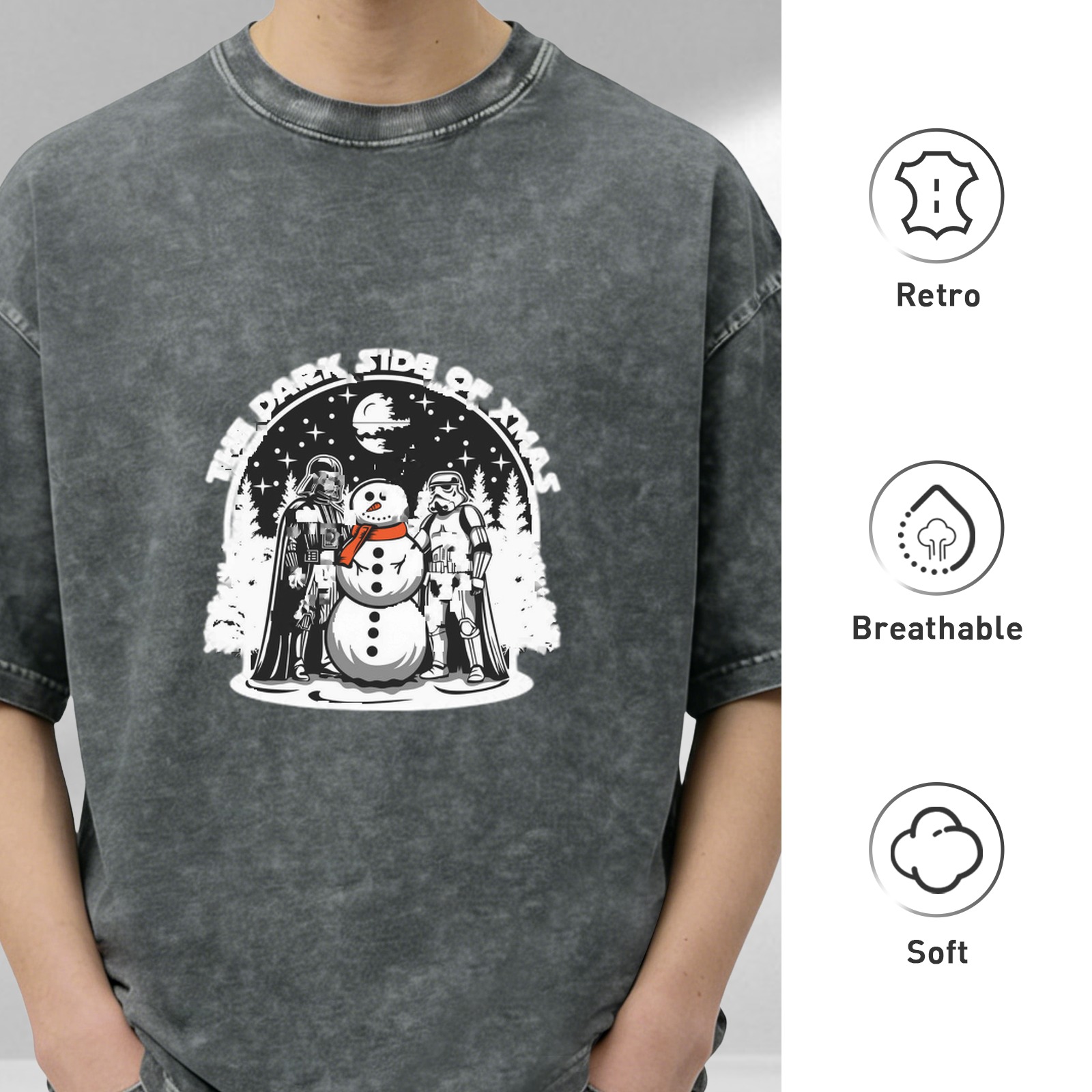 Dark Side of Xmas Star Wars Snowman Graphic T-Shirt