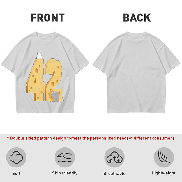 Olive T-Shirt With Cheese Number 42 And Mice Graphic