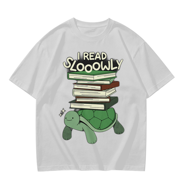 I Read Sloowly Turtle Stacked With Books T-Shirt