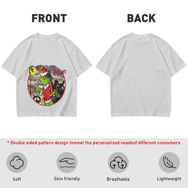 Olive T-shirt with Grinch 'No Cheers' Christmas Graphic Print