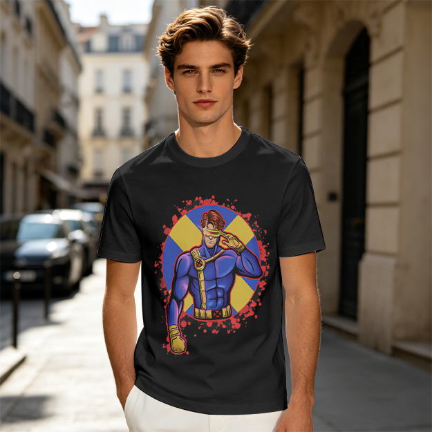 Olive T-Shirt Featuring Cyclops X-Men Superhero Graphic