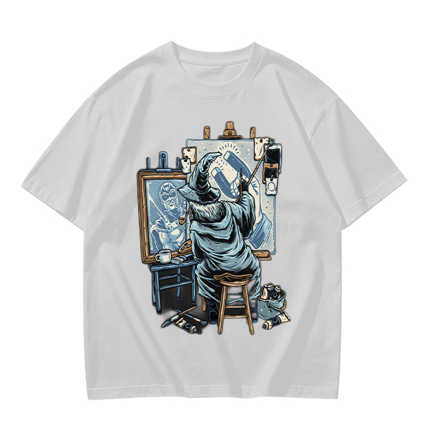 Olive T-Shirt Featuring Wizard Painting Superhero Artwork