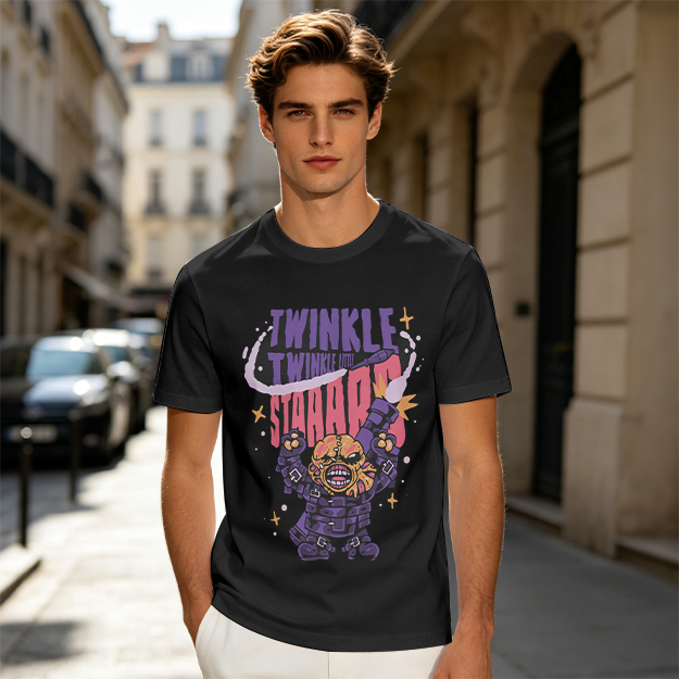 Olive T-shirt with Twinkle Twinkle Starrr Monster Graphic Print