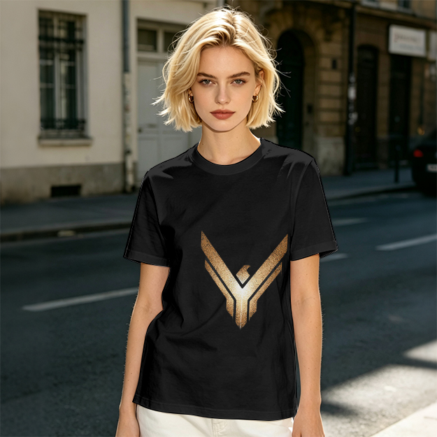 Olive Green T-Shirt With Gold Winged Emblem Graphic