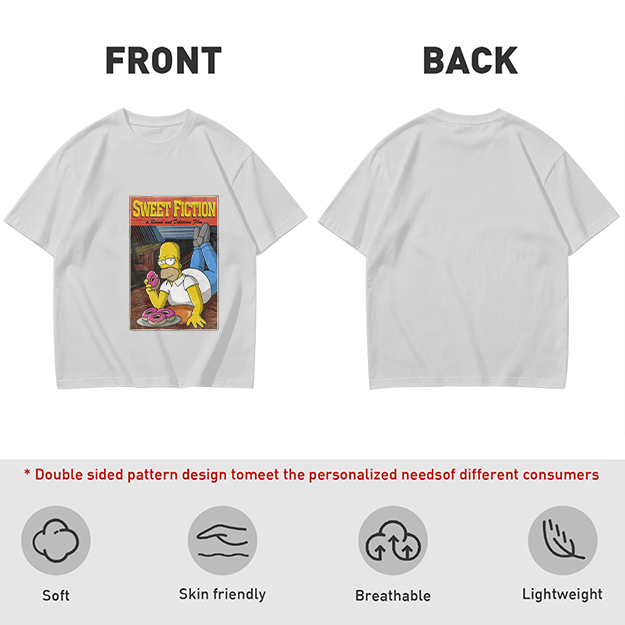 Olive T-Shirt with Homer Simpson Sweet Fiction Donut Print