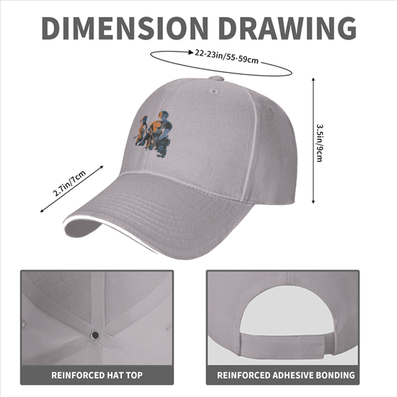 Black Baseball Cap With Two Character Graphic Print
