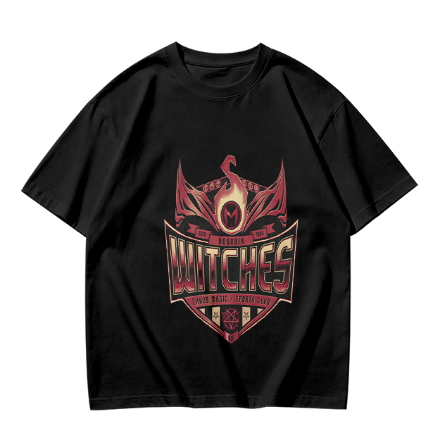 Olive Green T-Shirt With Witches Themed Graphic Print