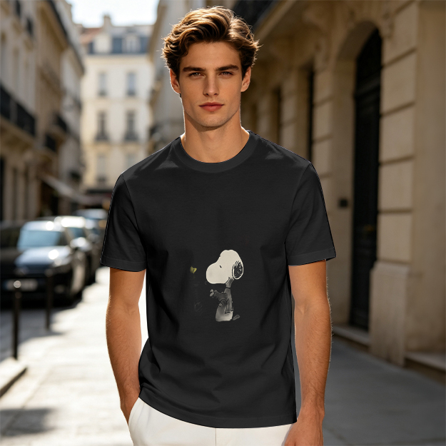 Olive Green T-Shirt With Snoopy Graphic Print