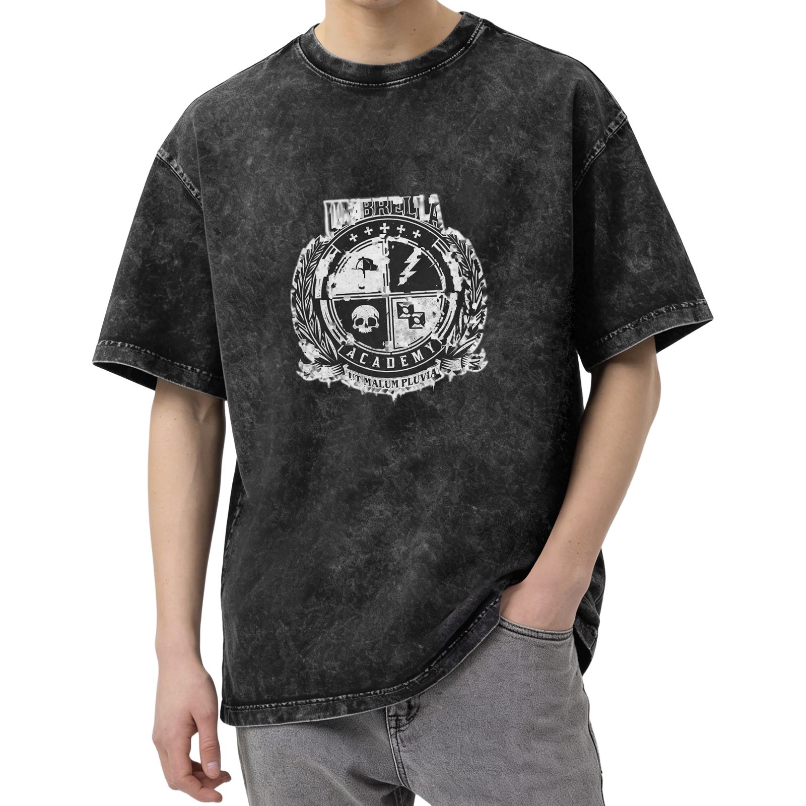 The Umbrella Academy Graphic Print Stone Wash Oversized T-shirt