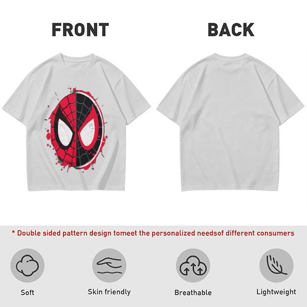 Olive T-Shirt with Split Spider-Man Mask Graphic