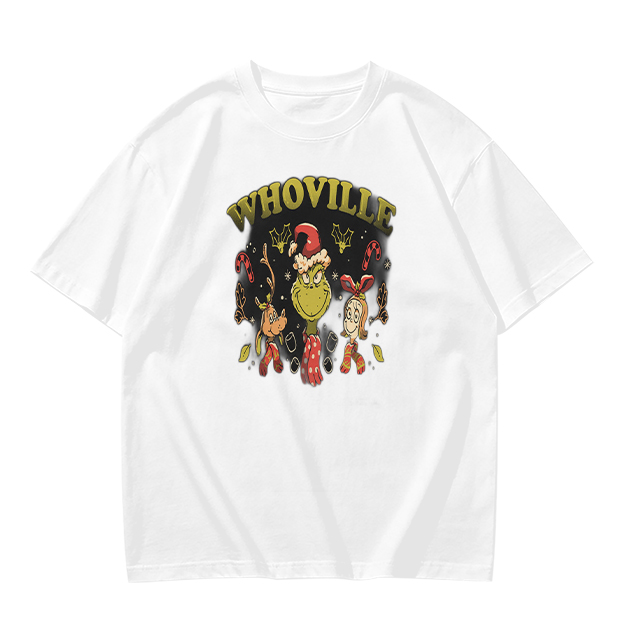 Whoville Christmas Themed T-Shirt with Grinch and Friends