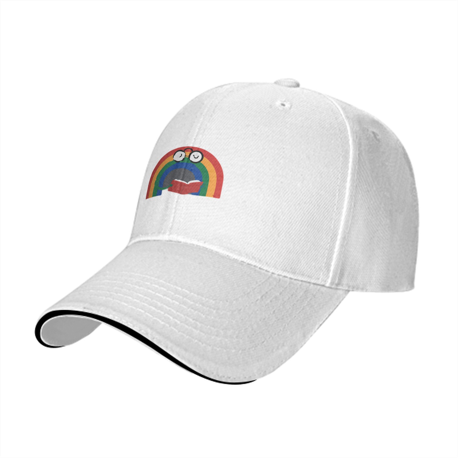 Black Baseball Cap With Reading Rainbow Graphic Design