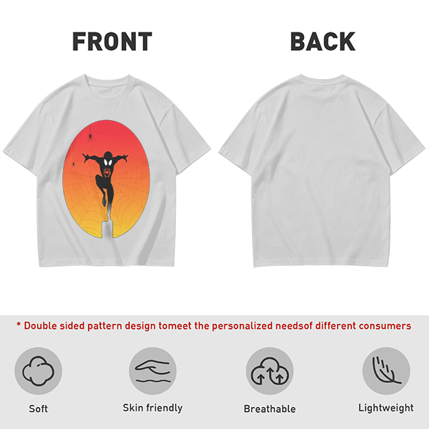 Olive T-Shirt with Spider-Man Silhouette Sunset Graphic