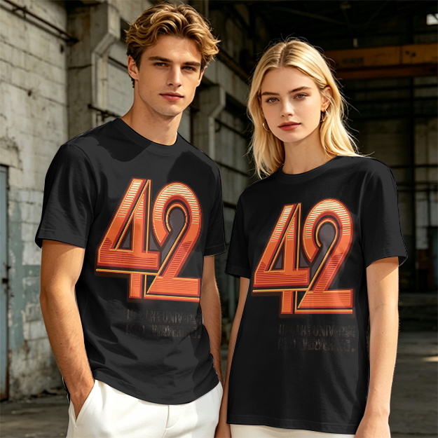 Olive Green T-Shirt With Retro Number 42 Graphic Print