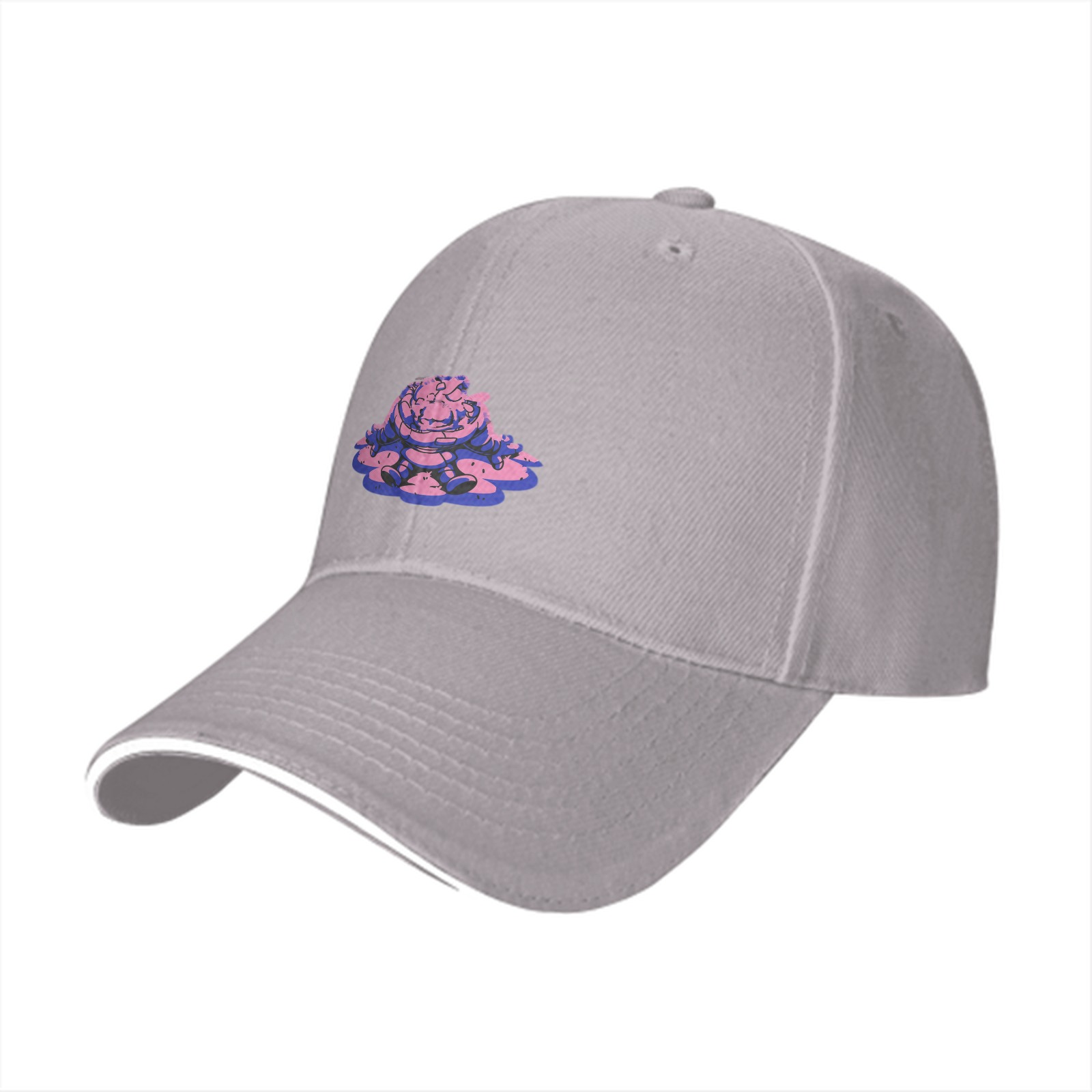 Black Baseball Cap With Pink Purple Slime Monster Graphic