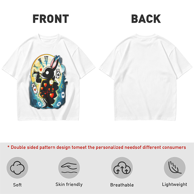 Olive T-Shirt With Alice In Wonderland White Rabbit Print