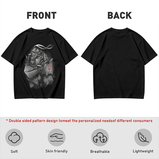 Olive T-shirt with Fullmetal Alchemist Alphonse Armor Graphic