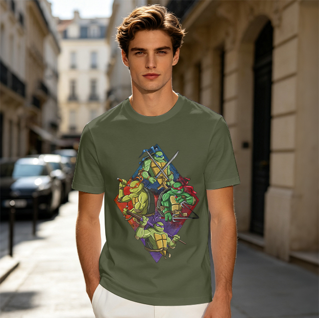 Olive T-Shirt Featuring Teenage Mutant Ninja Turtles Graphic