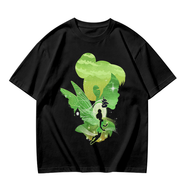 Olive T-shirt with fairy silhouette graphic design