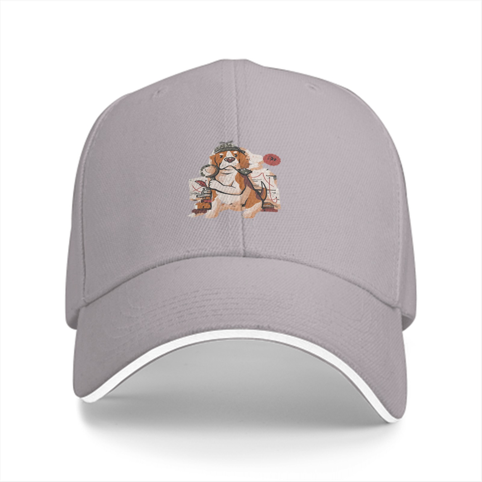 Black Baseball Cap With Beagle Detective Graphic Print