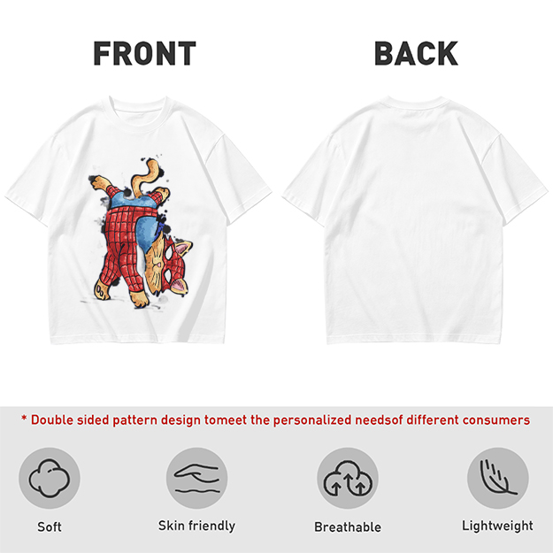 Olive T-Shirt With Playful Spider Cat Superhero Graphic Print