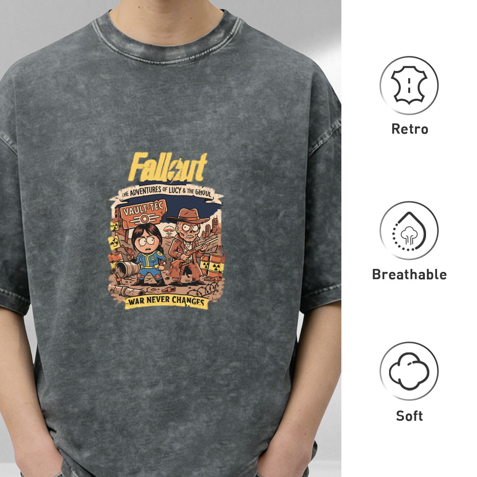 Fallout Lucy and Ghoul War Never Changes Vintage Washed T-Shirt