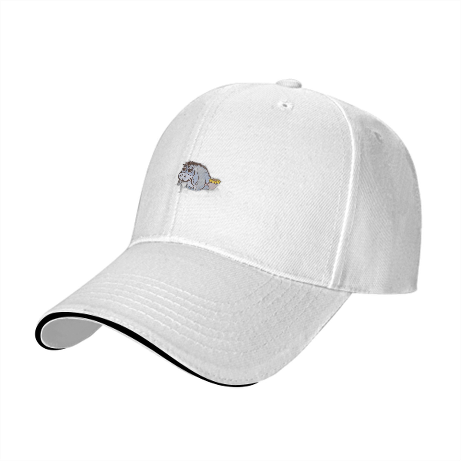 Black Baseball Cap With Small Eeyore Donkey Embroidery