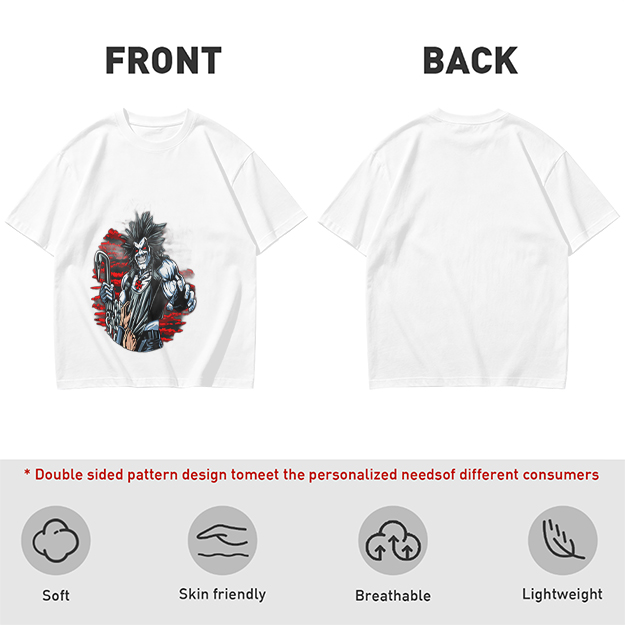 Olive T-shirt with Lobo Comic Character Graphic Print