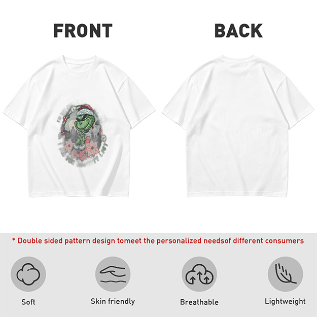 Olive Green Grinch Christmas Wreath Graphic T-Shirt
