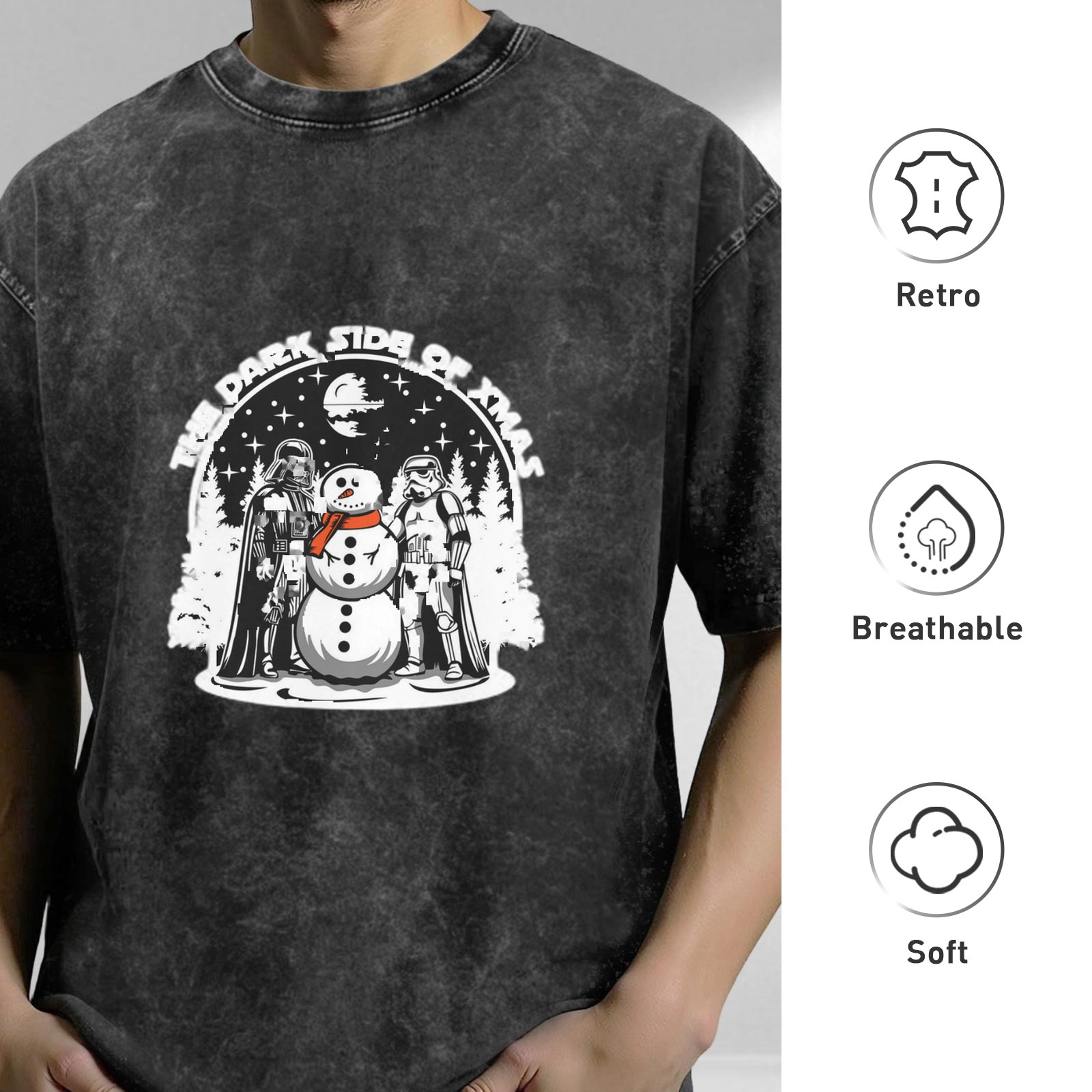 Dark Side of Xmas Star Wars Snowman Graphic T-Shirt