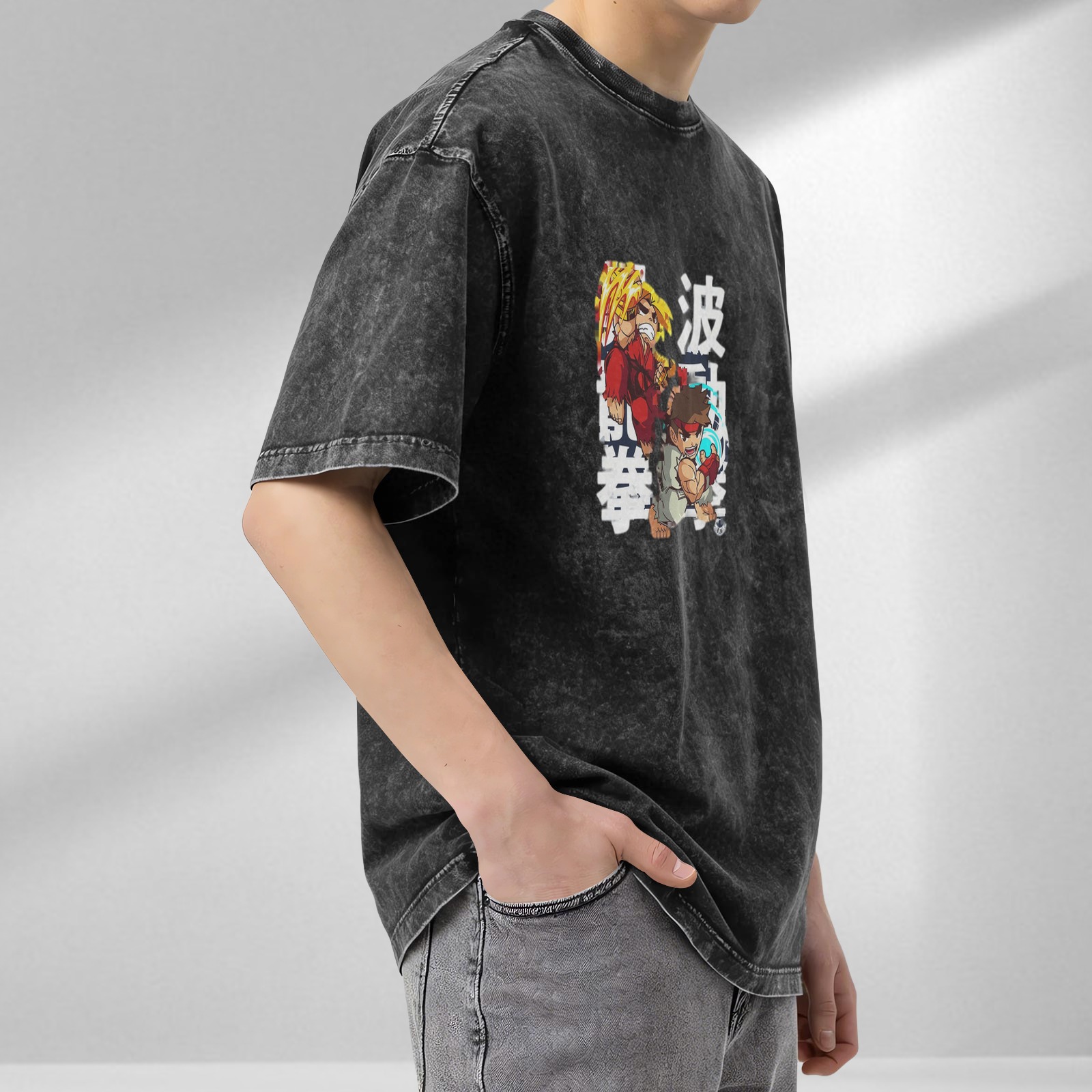 Street Fighter Chibi Characters Graphic Vintage Wash T-Shirt
