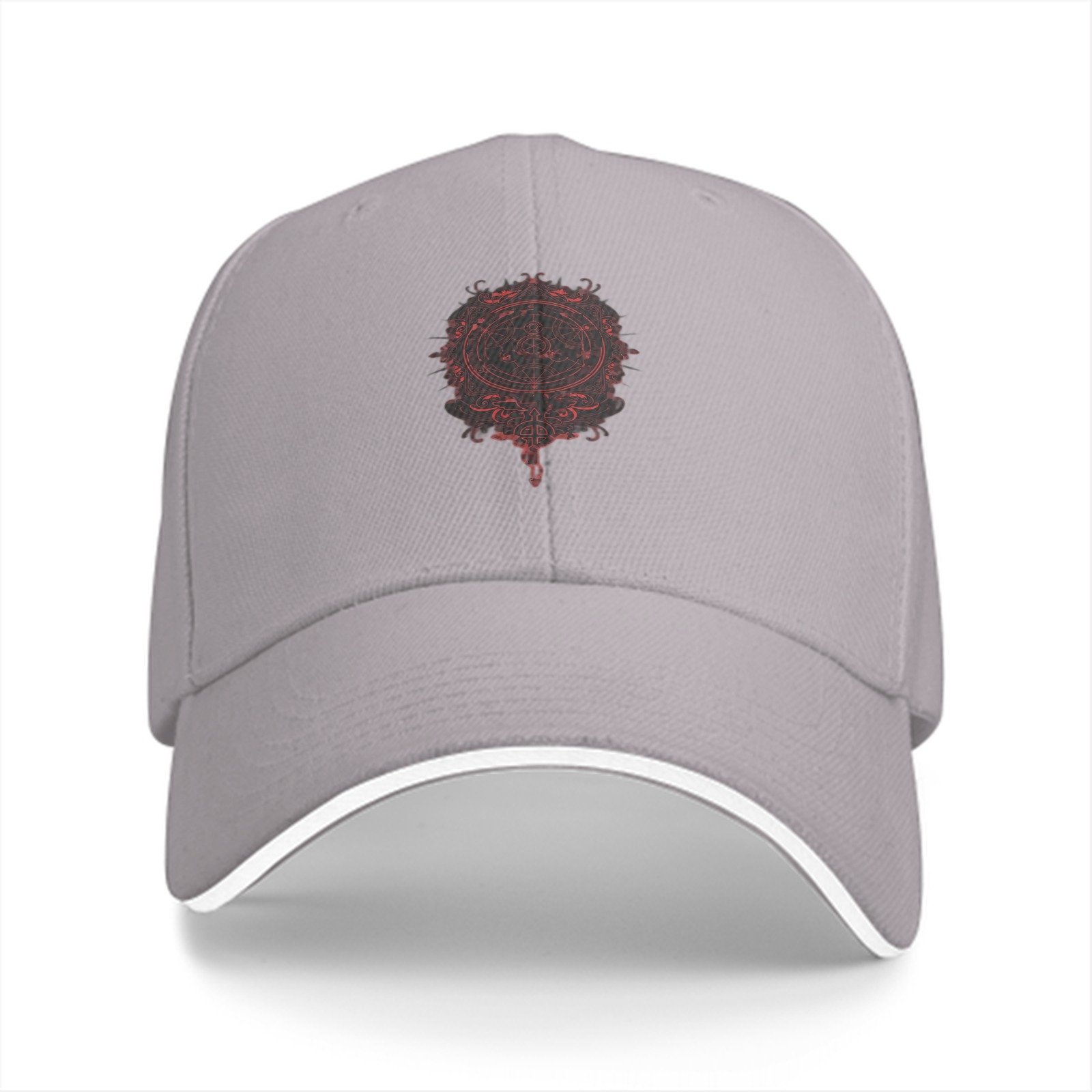 Black Baseball Cap With Red Occult Style Circular Emblem