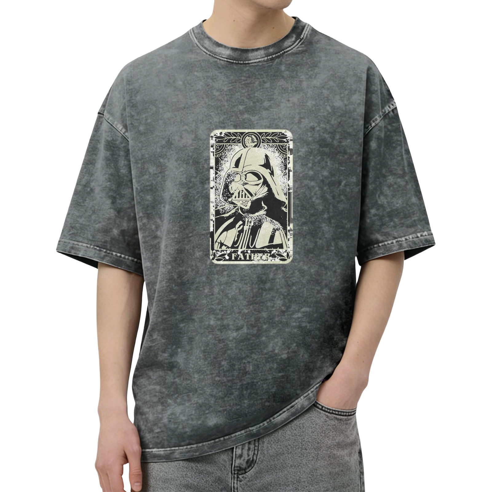 Star Wars Darth Vader 'Father' Tarot Card Graphic Vintage Wash T-shirt