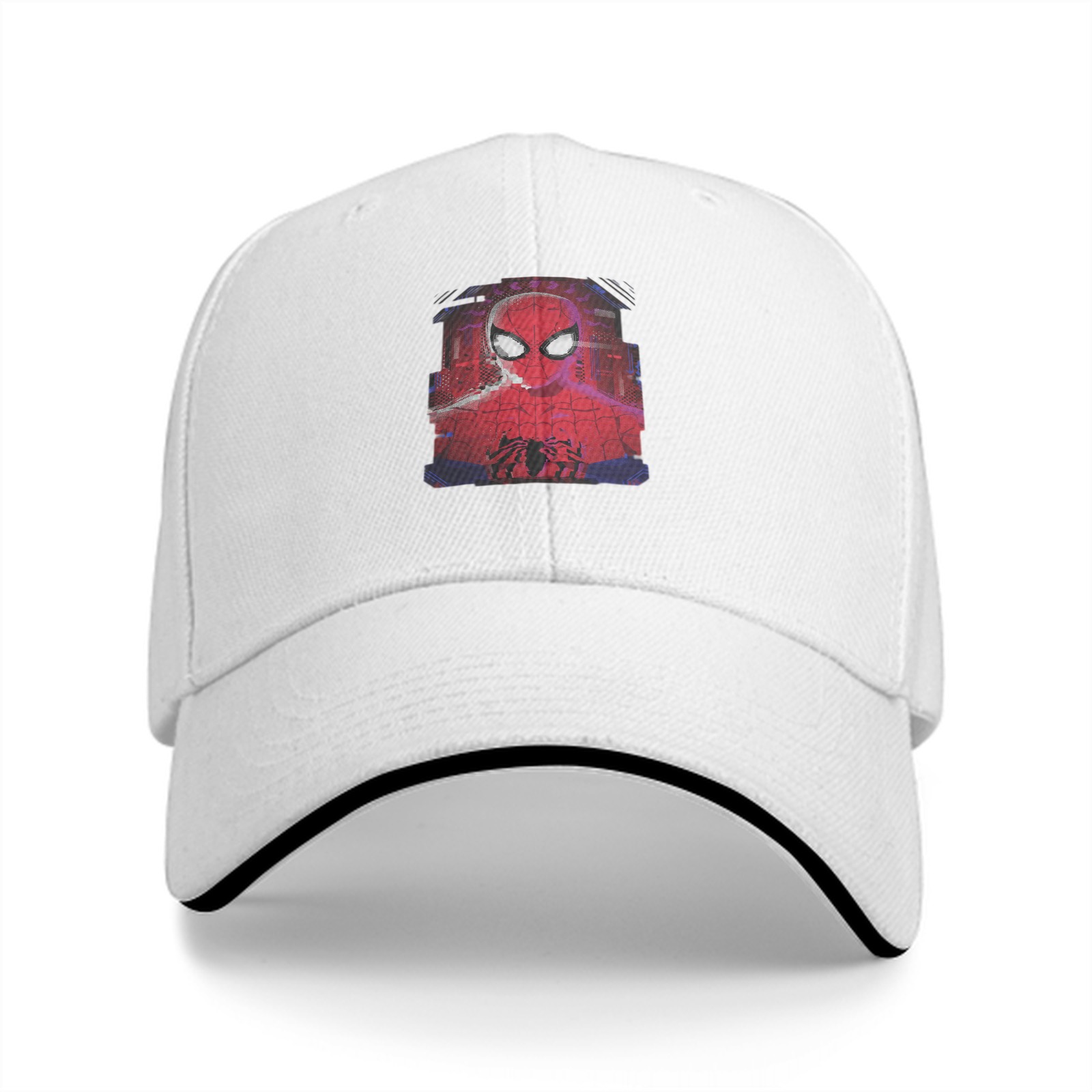 Black Baseball Cap With Spider-Man Graphic Print