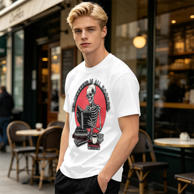 My Weekend Is All Booked Skeleton Reading T-Shirt