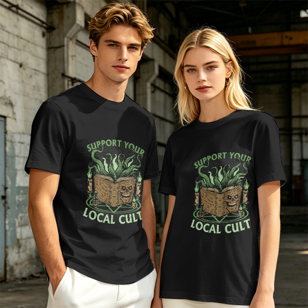 Support Your Local Cult Occult Book Graphic T-Shirt