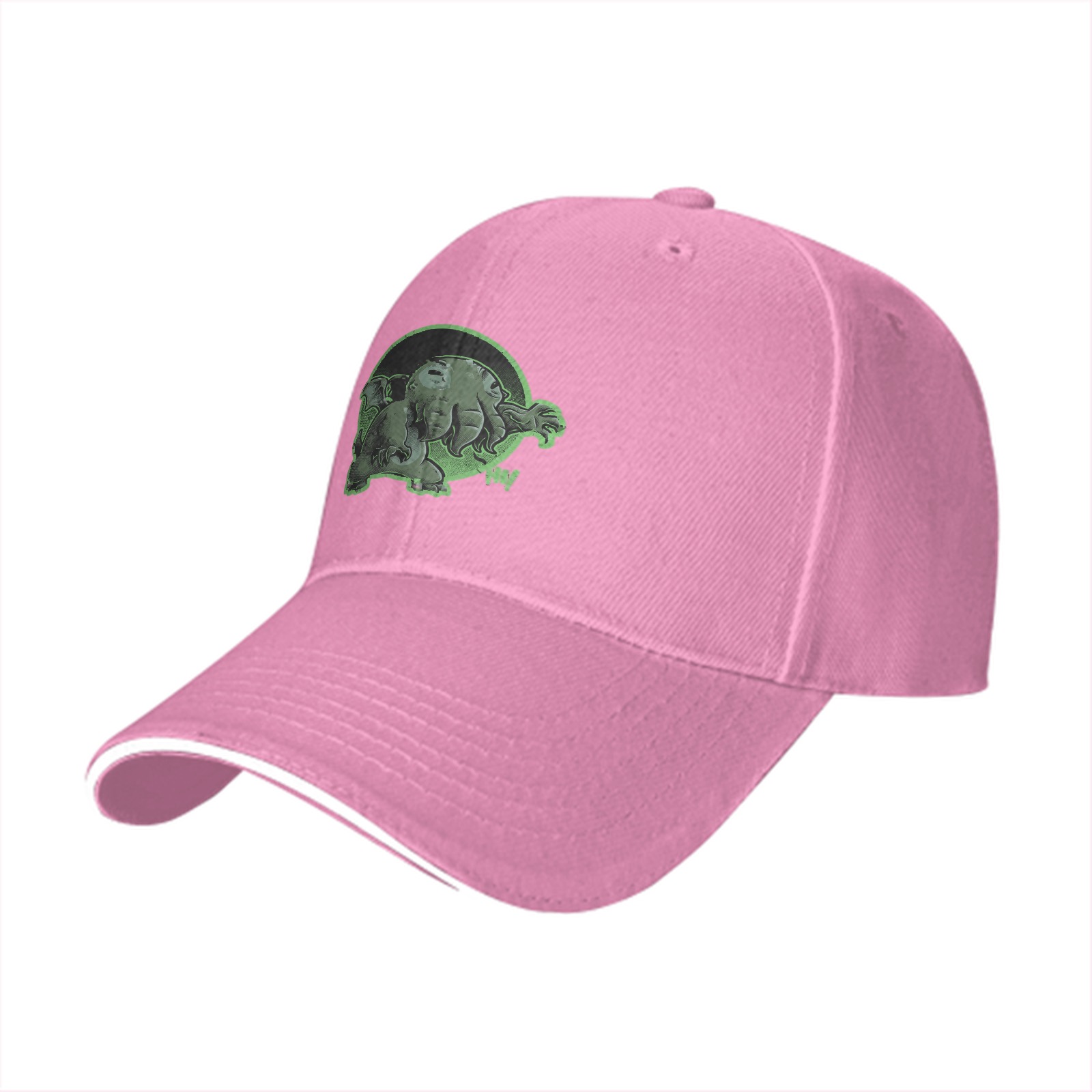 Black Baseball Cap with Green Cthulhu Monster Graphic