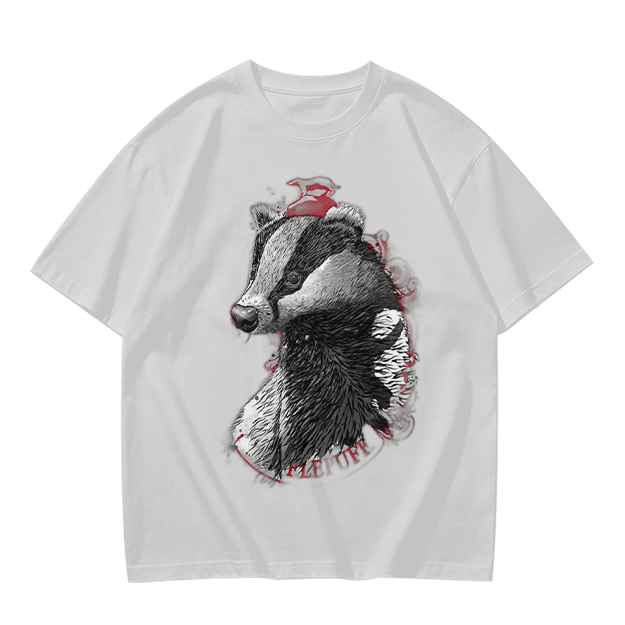 Olive Green T-Shirt With Detailed Badger Graphic Print