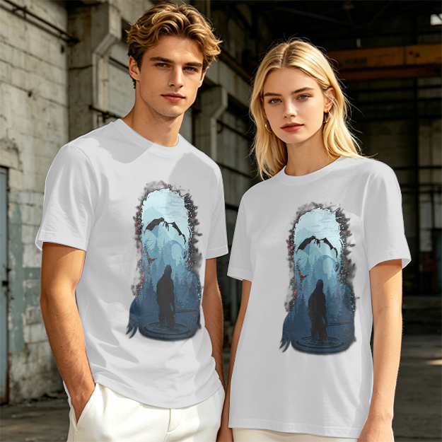 Olive T-Shirt With Dark Fantasy Silhouette And Dragon Print