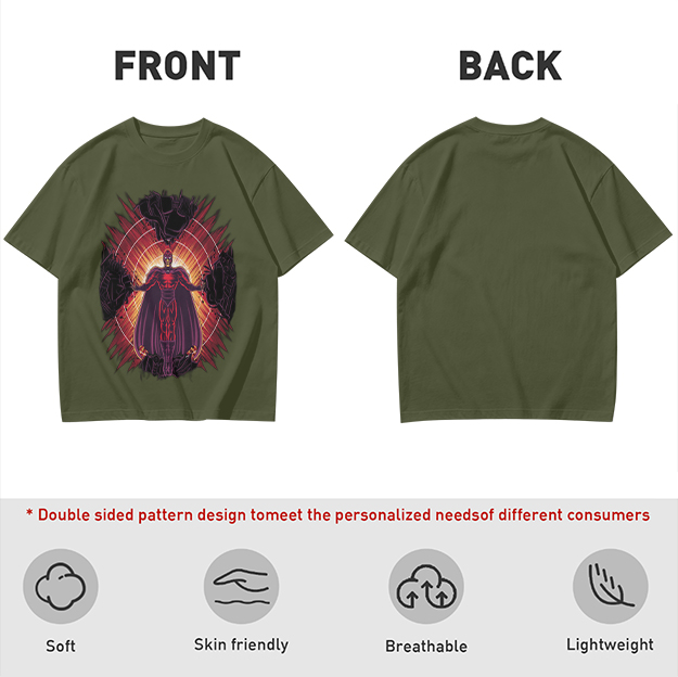 Olive T-Shirt With Superhero Villain Graphic Print