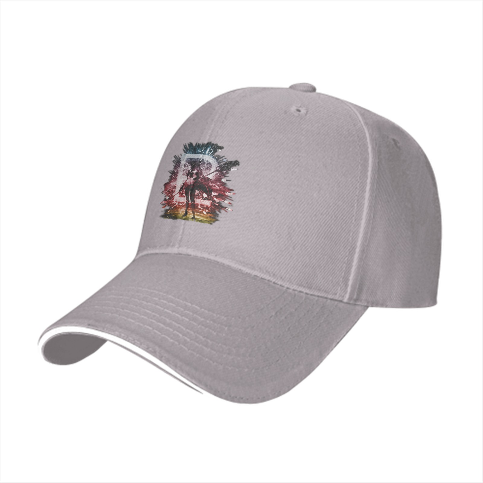 Black Baseball Cap With Abstract Warrior Graphic Print