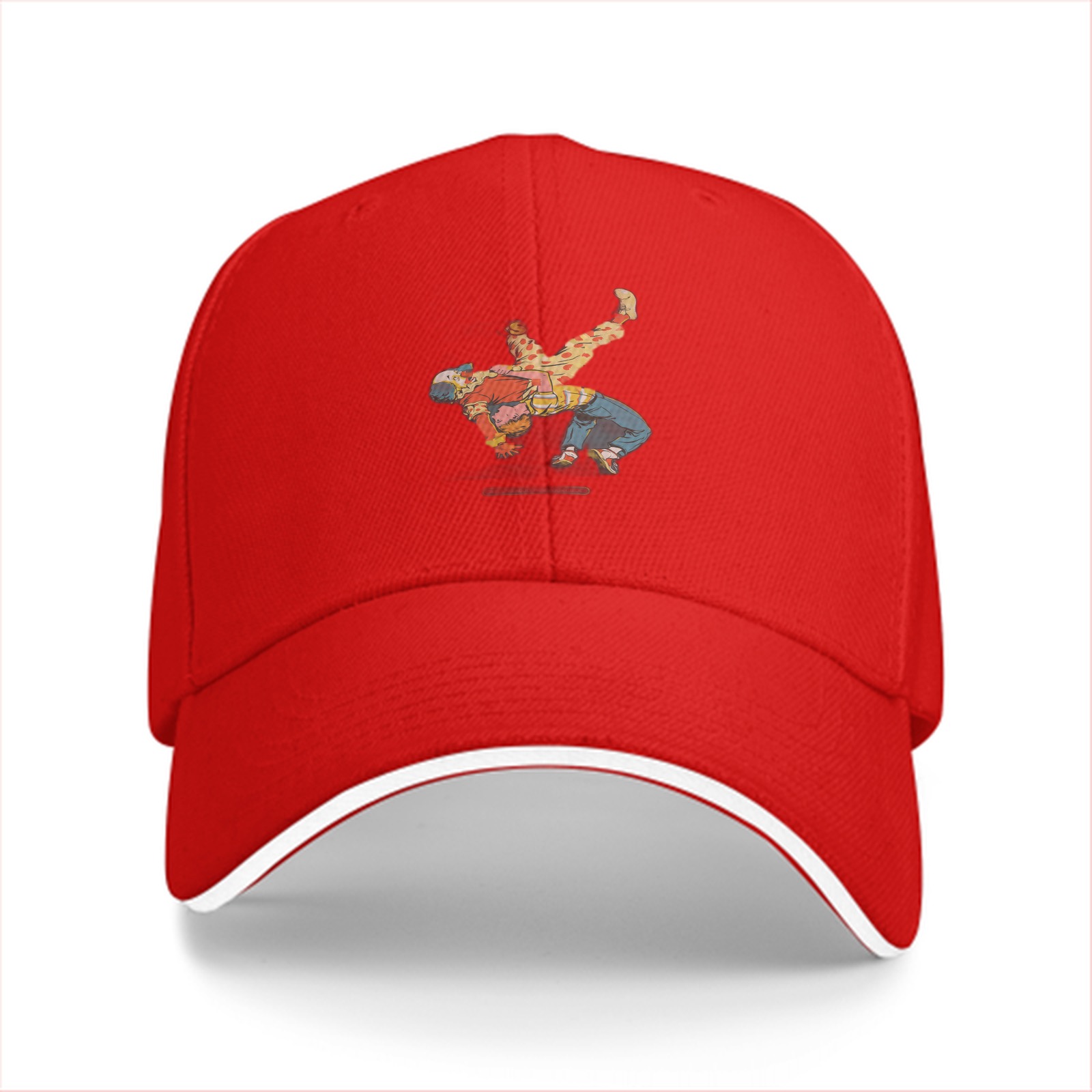 Black Baseball Cap With Breakdancing Graphic Print