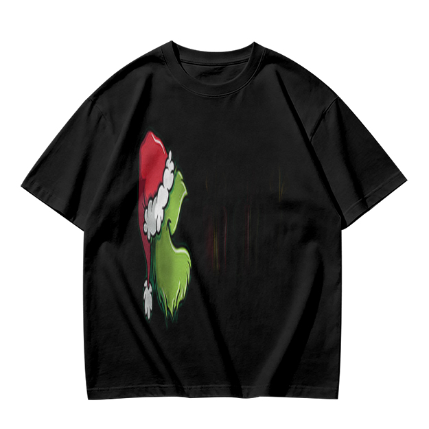 Olive Green Grinch Christmas Graphic Short Sleeve T-Shirt